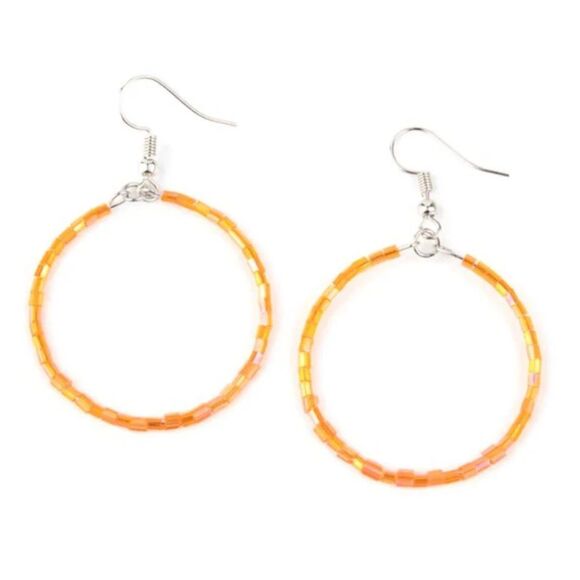Colorfully Curvy Orange Earrings (158) - Picture 2 of 3